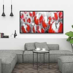 Framed 24 x 48 - Abstract red tulips