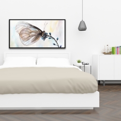 Encadré 24 x 48 - Papillon sur fleurs bleues