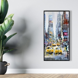 Framed 24 x 48 - Urban scene with yellow taxis
