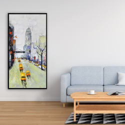 Framed 24 x 48 - Gray street with yellow and red accents