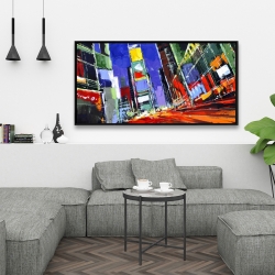 Framed 24 x 48 - Colorful times square by night