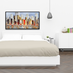 Framed 24 x 48 - Colorful buildings with water reflection