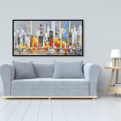 Framed 24 x 48 - Color splash cityscape