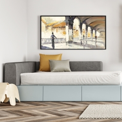 Framed 24 x 48 - People in a spacious hall