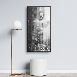 Encadré 24 x 48 - Matin dans les rues de new-york monochrome
