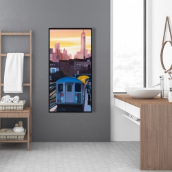 Encadré 24 x 48 - Coucher de soleil sur le métro à new-york