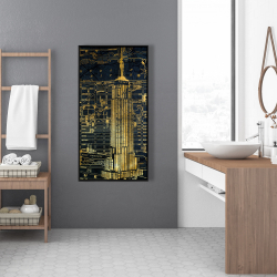 Framed 24 x 48 - Gold city blue print