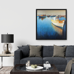 Framed 36 x 36 - Fishing boats at the marina