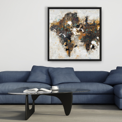 Framed 36 x 36 - Abstract world map with typography