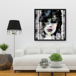 Framed 36 x 36 - Abstract colorful woman face made from dots