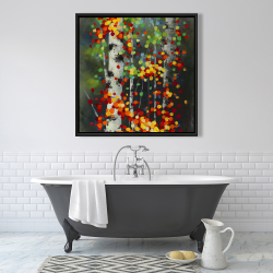 Framed 36 x 36 - Colorful dotted leaves birches
