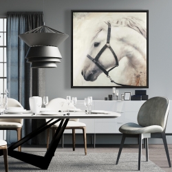 Framed 36 x 36 - Darius the white horse