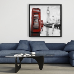 Framed 36 x 36 - Red phonebooth with the big ben