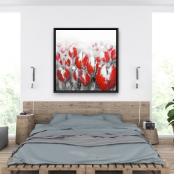 Framed 36 x 36 - Abstract red tulips