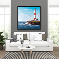 Framed 36 x 36 - Lighthouse at the edge of the sea