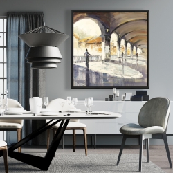Framed 36 x 36 - People in a spacious hall