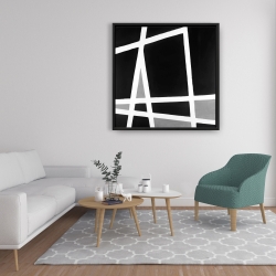 Framed 36 x 36 - Black and white abstract shapes