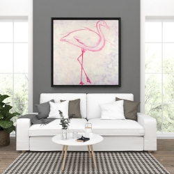 Framed 36 x 36 - Flamingo sketch