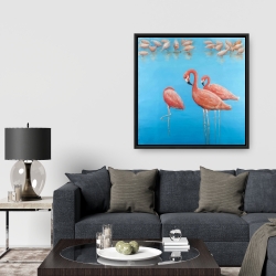 Framed 36 x 36 - Group of flamingos