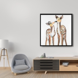 Framed 36 x 36 - Deer with its fawn
