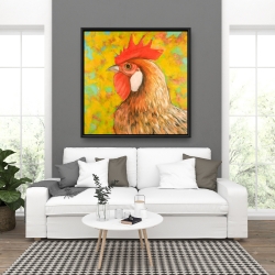 Framed 36 x 36 - Colorful chicken