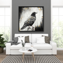 Framed 36 x 36 - Crow bird