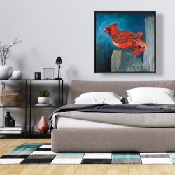 Framed 36 x 36 - Redbreast bird on a branch