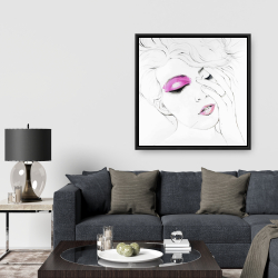 Encadré 36 x 36 - Portrait de femme avec maquillage rose