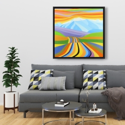 Framed 36 x 36 - Mountain road multicolored