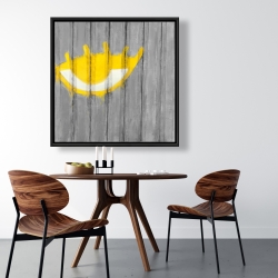 Framed 36 x 36 - Yellow eye graffiti on a container