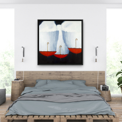 Framed 36 x 36 - Upside down umbrellas
