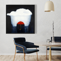 Framed 36 x 36 - Umbrella under heavy rain