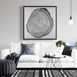 Framed 36 x 36 - Grayscale wood log