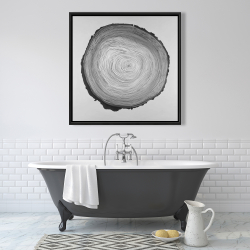 Framed 36 x 36 - Grayscale round wood log