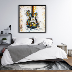 Framed 36 x 36 - Abstract colorful guitar