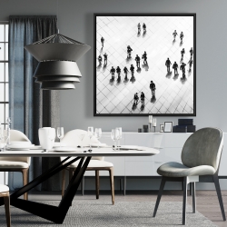 Framed 36 x 36 - Overhead view of people on the street