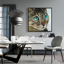 Framed 36 x 36 - Curious cat portrait