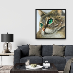 Framed 36 x 36 - Peaceful cat portrait