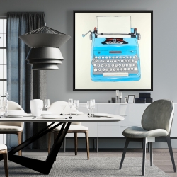 Framed 36 x 36 - Blue typewritter machine