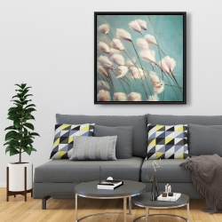 Framed 36 x 36 - Cotton grass flowers in the wind