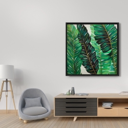 Framed 36 x 36 - Several exotic plant leaves