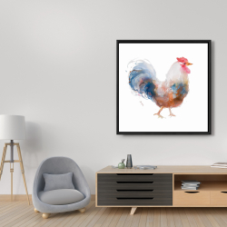 Framed 36 x 36 - Watercolor rooster