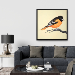 Framed 36 x 36 - Realistic little bird on a branch