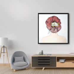 Framed 36 x 36 - Lady with flowers in her hair