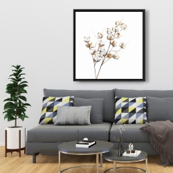 Framed 36 x 36 - A branch of cotton flowers