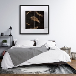 Framed 36 x 36 - Golden feathers