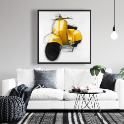 Framed 36 x 36 - Yellow italian scooter