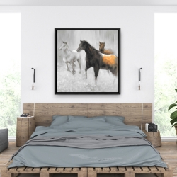 Framed 36 x 36 - Abstract herd of horses