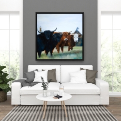 Framed 36 x 36 - Four highland cows