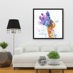 Framed 36 x 36 - Abstract giraffe with color splash